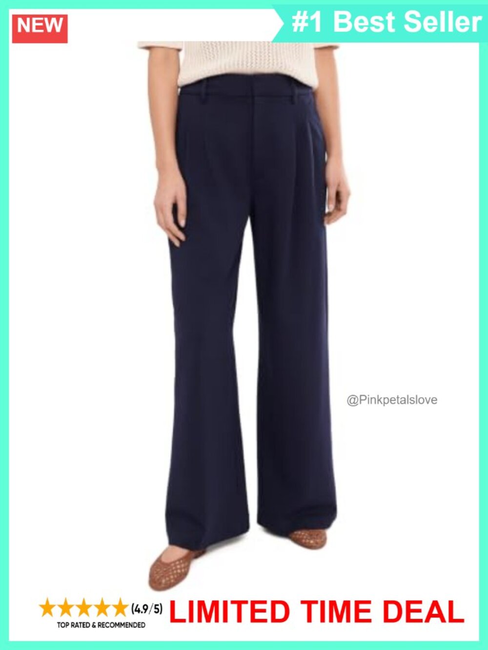 High-Rise Wide Leg Trousers Regular Fit Machine Washable Viscose Blend